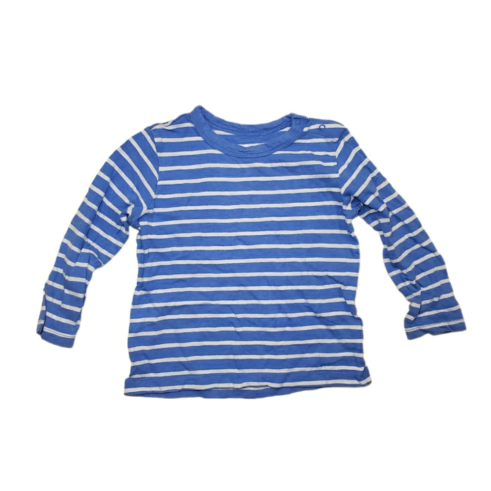 Primary 18-24m Blue Striped Long Sleeve Cottom Tee Shirt
